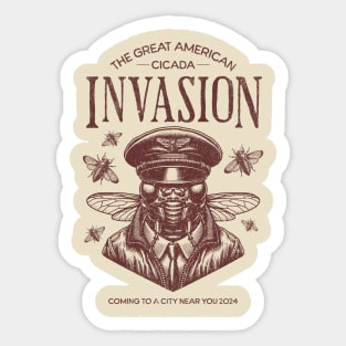 Vintage Cicada Invasion 2024 Emergence Coming to a City Near You Sticker